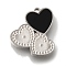 304 Stainless Steel Manual Polishing Charms, with Black Acrylic, Heart, Stainless Steel Color, 15x13.5x2mm, Hole: 1mm