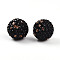 Polymer Clay Pave Rhinestone Beads, Disco Ball Beads, Round, Jet, 16mm, Hole: 1.6~2mm