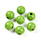 Easter Theme Printed Wood Beads, Round, Lime Green, 14.5~15x15.5~16.5mm, Hole: 4~4.5mm