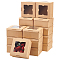 Cardboard Cupcake Gift Boxes, Cake Package Supplies, Square with Butterfly Windows and THANK YOU Kraft Paper Round Stickers, Peru, 15.1x15.2x7.6cm, 30pcs/set