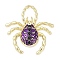 Alloy Rhinestone Pendants, Enamel Style, Rack Plating, Cadmium Free & Nickel Free & Lead Free, Spider, Golden, Indigo, 40.5x38.5x7.5mm, Hole: 12x8.5mm