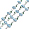 304 Stainless Steel Enamel Cherry Link Chains, with Spool, Soldered, Stainless Steel Color, Light Sky Blue, 13x7.5x2.5mm