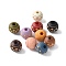 Wood Beads, Round with Star Pattern, Mixed Color, 10x9mm, Hole: 3mm