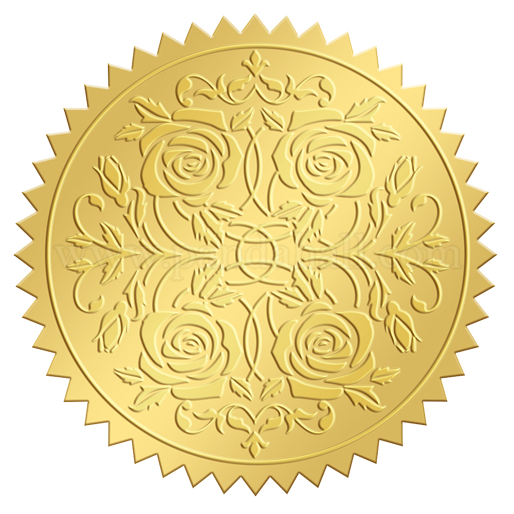 Wholesale CRASPIRE 100PCS Gold Foil Stickers Rose Embossed Certificate