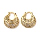 Double Horn Shape Brass Micro Pave Clear Cubic Zirconia Thick Hoop Earrings EJEW-Q785-05G-1