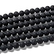 Grade A Round Frosted Natural Black Agate Beads Strands X-G447-4-1