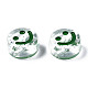 透明なアクリルビーズ  水平穴  キラキラパウダー＆エナメル入り  笑顔のフラットラウンド  濃い緑  10x5mm  穴：2mm  約1600個/500g MACR-N008-55C-4