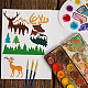 FINGERINSPIRE 4PCS Forest Deer Mountain Stencil 2 Size Christmas Elk Stencil Reusable Animal Painting Stencil Pine Trees Deer DIY Crafts Holiday Stencils Template for Wood Signs DIY-WH0172-836-7