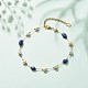 Natural Lapis Lazuli & Pearl Beaded Anklet AJEW-AN00500-05-2