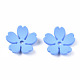 ゴム引きスタイルの不透明なアクリルビーズキャップ  5花びら  花  コーンフラワーブルー  14.5x15x4.5mm  穴：1.7mm ACRP-T010-02D-2