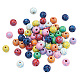Fashewelry 80pcs 8 couleurs perles de bois naturel imprimées WOOD-FW0001-08-2