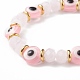 8 pièces 8 styles mixtes pierres précieuses & coquillages perle & oeil de chat ensemble de bracelets extensibles BJEW-JB08782-7