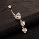 Real 18K Gold Plated Brass Cubic Zirconia Navel Ring Navel Ring Belly Rings AJEW-EE0001-18-2