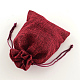 ポリエステル模造黄麻布包装袋巾着袋  暗赤色  13.5x9.5cm X-ABAG-R004-14x10cm-06-3