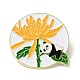 パンダと菊のエナメルピン  バックパックの服のための金色の亜鉛合金の漫画のバッジ  オレンジ  38x35x1.5mm JEWB-A016-02B-1