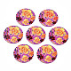 スプレープリントアイアン製ペンダント  ラバー加工スタイル  3dプリント  花柄  フラットラウンド  暗紫色  25.5x0.8mm  穴：1.2mm IFIN-T016-45-1
