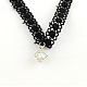 Gothic Style Vintage Lace Choker Necklaces with Alloy Cubic Zirconia Charms NJEW-R227-75-3