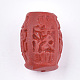 シナバービーズ  彫刻が施された漆器  漢字の樽  レッド  16x12x11mm  穴：1.6mm CARL-T001-15-3