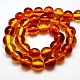 Fornituras de abalorios de la joya budista resina de imitación de color ámbar sangre hebras de perlas reronda RESI-L002-8mm-G010-3