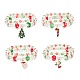 2 Stück 2 Stil Glasperlen & Bunte Malerei Pilzperlen Stretch-Armbänder Set mit Legierungs-Emaille-Weihnachtsanhänger für Frauen BJEW-JB08395-1