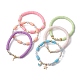 Set di braccialetti elasticizzati con perline di perle di plastica ABS e argilla polimerica da 6 stili BJEW-JB09674-4