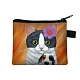Lindo gato carteras con cremallera de poliéster ANIM-PW0002-28T-1
