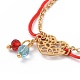 Bracelet plaqué or 304 coeur en acier inoxydable avec breloques en perles de verre pour femme STAS-E154-05G-02-3