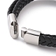 Black Microfiber Braided Cord Double-strand Bracelet with 304 Stainless Steel Magnetic Clasps BJEW-P275-24P-3