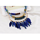 Alloy Acrylic Feather Tassel Three Tiered Necklaces NJEW-N0050-02A-3