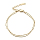 304 Stainless Steel Round Snake & Ball Chains Double Layer Multi-strand Bracelet for Women BJEW-B064-11G-1