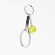 テニス＆ラケットアクリルキーホルダー  合金ボールと鉄の鍵リング付き  プラチナ  120mm X-KEYC-L011-08-2