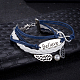 Zinc Alloy Believe & Wing & Infinity Leather Multi-strand Bracelets BJEW-BB15549-2