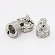 Brass Cubic Zirconia Spring Ring Clasps with Two Cord End Caps KK-A136-B03P-2