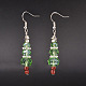Christmas Glass Beads Dangle Earrings X-EJEW-JE01624-1