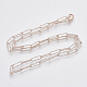 Brass Textured Paperclip Chain Necklace Making MAK-S072-03A-RG-2