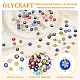 Olycraft ランプワークペンダント 100 個  手作りのミルフィオリガラスチャームと真鍮製のピン付き  花柄とフラットラウンド  ミックスカラー  12x8x3mm  穴：1.2mm PALLOY-OC0003-01-4