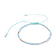 (ジュエリーパーティー工場販売)調節可能なナイロン糸編組ビーズブレスレット  ガラスシードビーズとガラスラッパビーズ  アクア  2インチ（5.2cm） BJEW-JB04374-05-1