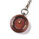 Reloj de bolsillo de madera de ébano con cadena de latón y clips WACH-D017-A13-02AB-2
