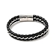 Leather & 304 Stainless Steel Braided Cord Bracelet with Magnetic Clasp for Men Women BJEW-C021-21-3