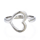304 Stainless Steel Heart Open Cuff Ring RJEW-N040-24-2