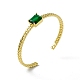 Зеленый стеклянный прямоугольный браслет-манжета с открытой манжетой BJEW-I307-01G-3