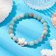 Bracelet extensible en perles d'amazonite à fleurs naturelles BJEW-JB09764-01-2