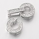 Flat Round Brass Micro Pave Cubic Zirconia Fold Over Clasps ZIRC-I014-64P-FF-3