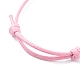 Браслет из плетеного шнура с сердцем из натурального розового кварца BJEW-JB07685-02-5