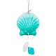 SuperZubehör 1 Stück blaugrüne Glas-Hängemuschel-Ornamente Glas-Anhänger-Dekoration Ozean-Themen-hängende Ornamente mit Hanfseil für Hochzeit HJEW-WH0181-01A-1
