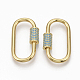 Brass Micro Pave Turquoise Cubic Zirconia Screw Carabiner Lock Charms ZIRC-T010-03G-3