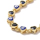 Bracelet chaîne à maillons cœur en émail mauvais œil et zircone cubique BJEW-H555-01A-2