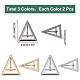 Wadorn 6 個 3 色亜鉛合金センターバーバックル  ラゲッジベルトクラフトDIYアクセサリー用  三角形  ミックスカラー  46.5x41x5.5mm  2個/カラー FIND-WR0007-58-2