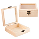 木製の箱  フリップカバーボックス  鉄製のロッククラスプとガラスのビジュアルウィンドウ付き  長方形  バリーウッド  5-1/8x4-3/4x2インチ（13x12x5cm） CON-WH0080-17B-1