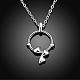 Silver Plated Brass Ring with Heart Pendant Necklaces for Women NJEW-BB00837-2
